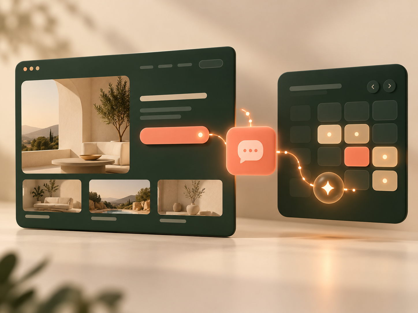 A marketing site connected to an AI-powered booking flow